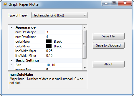 Graph paper plotter screenshot